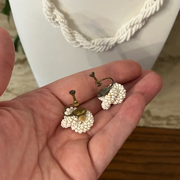 Vintage Glass Seed Bead Necklace and Screw Back Earrings - Picture 7 of 8